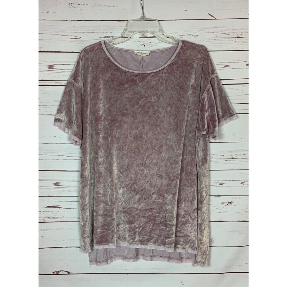 Peach Love Boutique Women's L Large Pink Lavender Velvet Velour Cute Tunic Top